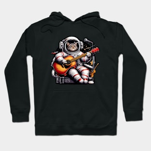 Cat astronot Playing Guitar Hoodie